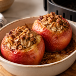 Manzanas asadas con relleno crujiente de avena y canela