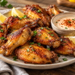 Alitas de pollo doradas y crujientes en freidora de aire
