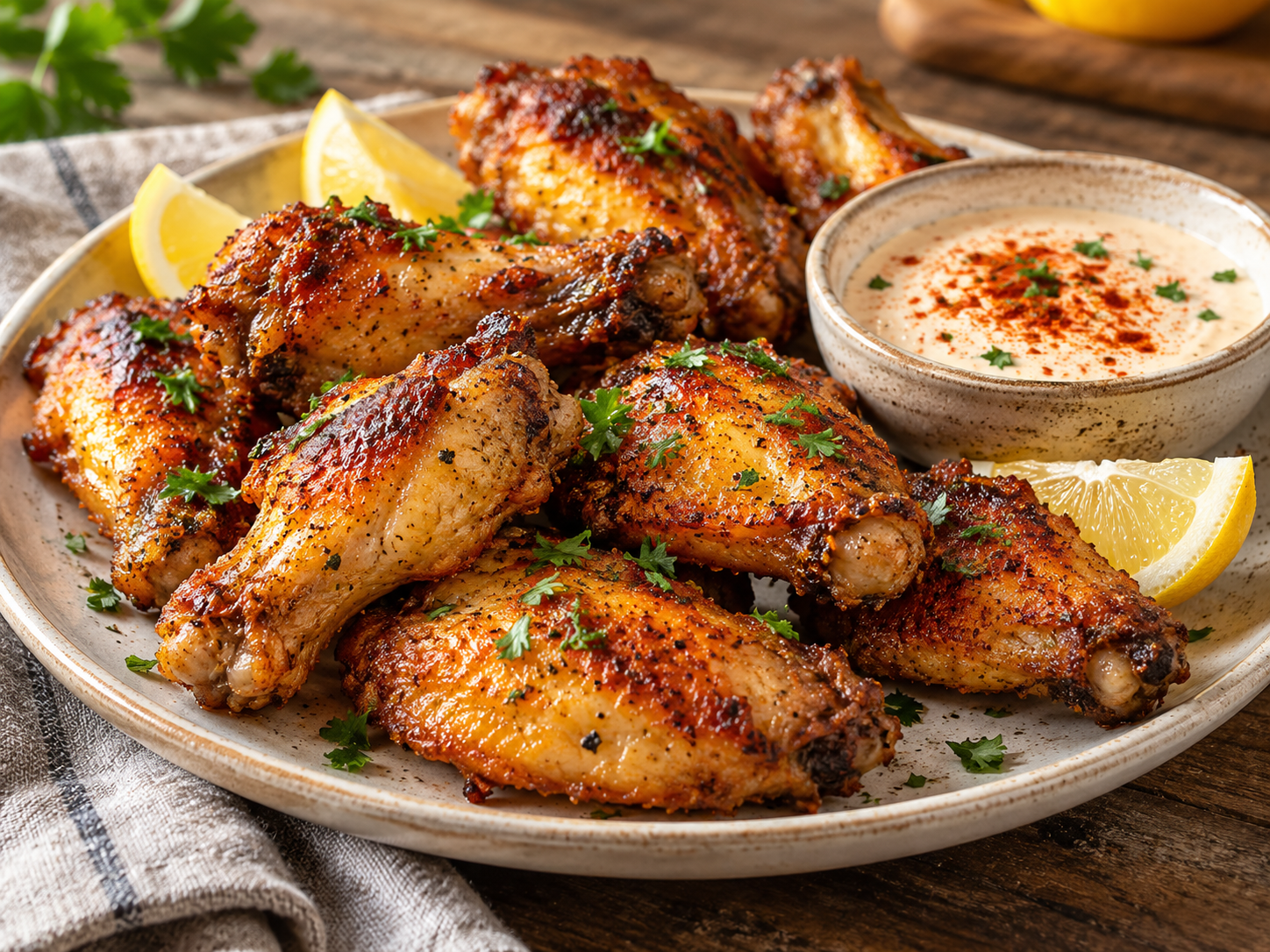 Alitas de pollo crujientes en freidora de aire: tiempo y temperatura