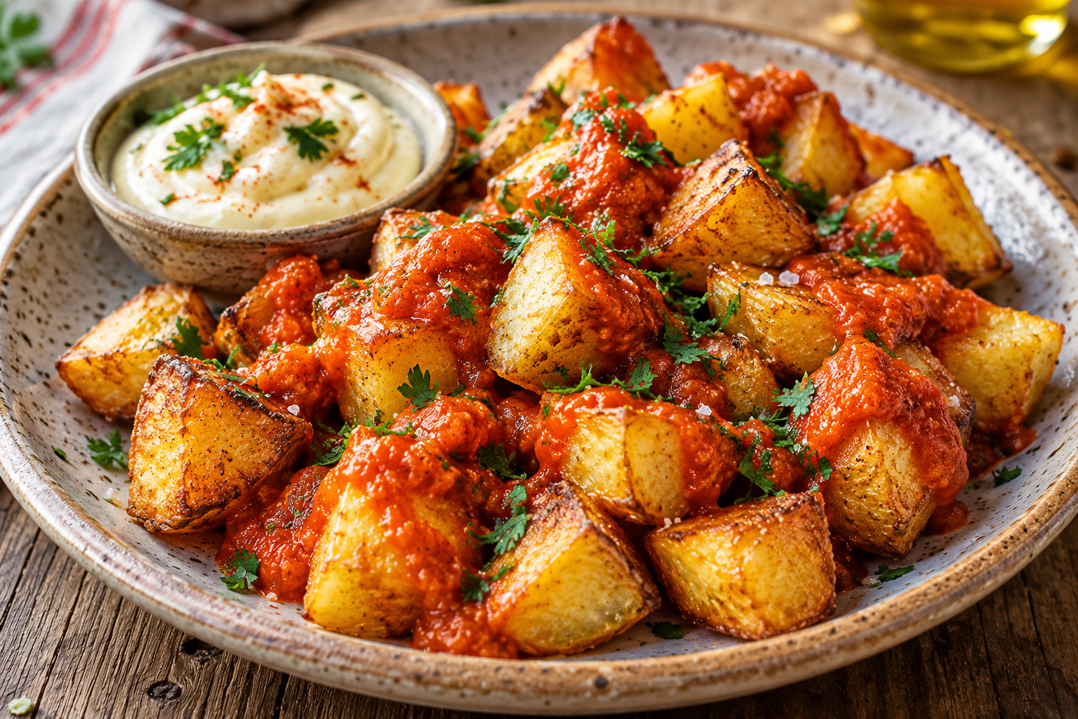 Patatas bravas en freidora de aire con salsa casera