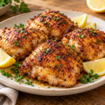 Pechuga de pollo dorada preparada en freidora de aire